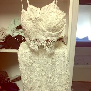 White lace two piece dress